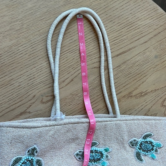NWT Viral Tik Tok Beaded Sea Turtle Canvas Summer Beach Tote Bag Handcrafted - Picture 9 of 16
